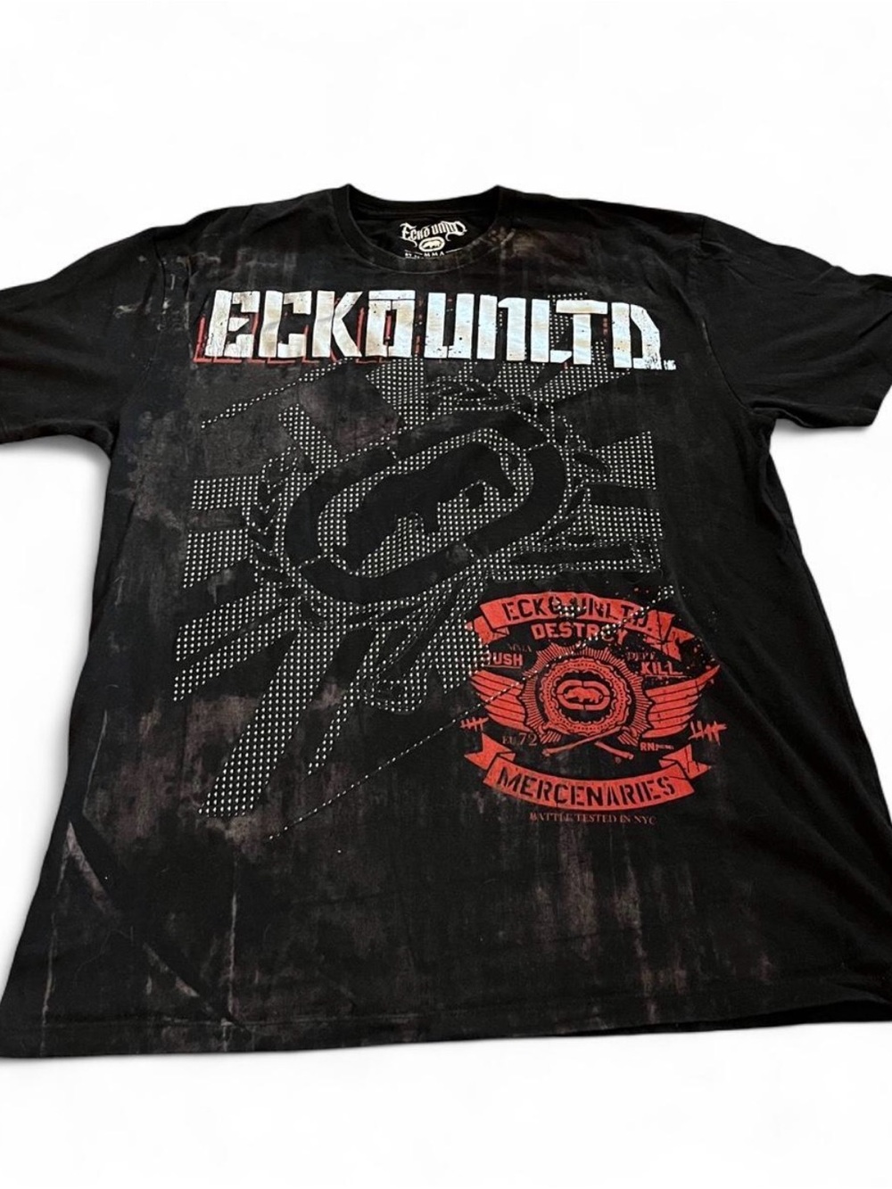 Vintage Y2K Ecko Unltd
Destroy Mercenaries T-shirt Black/Red Graphic Size XL